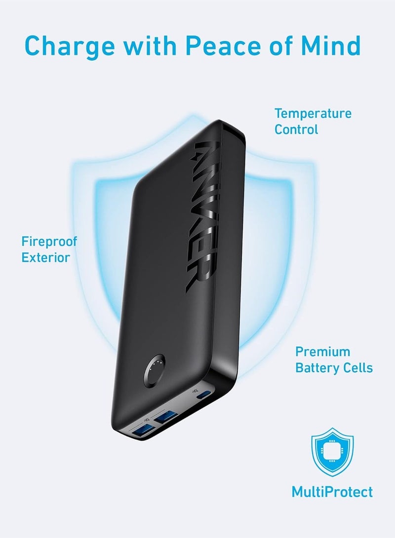 Anker - 20000 mAh Power Bank, 20W Portable Charger With USB-C Fast Charging, 335 (PowerCore 20K), Works For iPhone 13/12 Series, Samsung, iPad Pro, AirPods, Apple Watch, And More Black - Image 1
