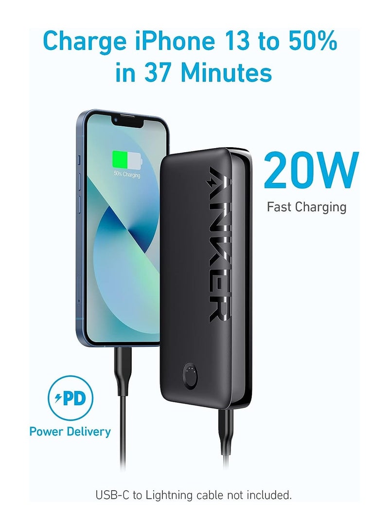 Anker - 20000 mAh Power Bank, 20W Portable Charger With USB-C Fast Charging, 335 (PowerCore 20K), Works For iPhone 13/12 Series, Samsung, iPad Pro, AirPods, Apple Watch, And More Black - Image 1