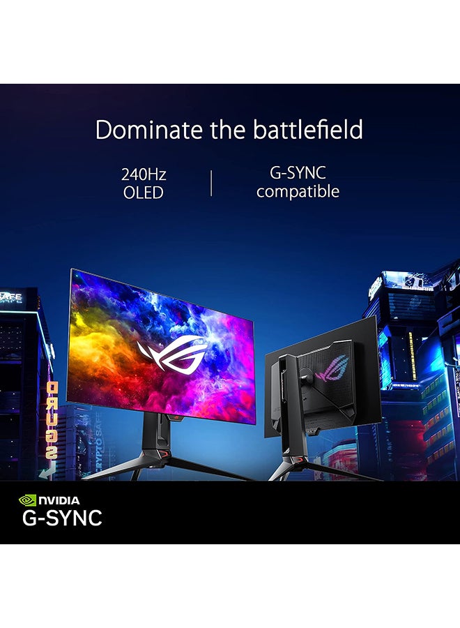 ASUS - 27 inch ROG Swift OLED PG27AQDM Gaming Monitor, QHD 240Hz OLED Display, 0.03ms Response Time, 10 bit Colors, FreeSync Premium & G-SYNC , 2xHDMI V2, 1x DP 1.4, 2x USB 3.2 Gen 1 | 90LM08Q0-B01A70 Black - Image 1