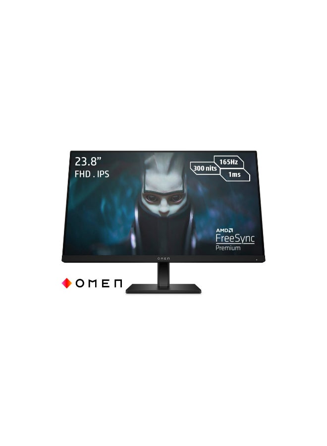 HP Omen Gaming Monitor, 23.8 Inch FHD 1920x1080 165Hz Refresh Rate, 1ms GTG Response Time, AMD FreeSync Black - Image 1