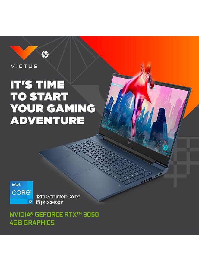 إتش بي - كمبيوتر محمول Victus للألعاب بشاشة مقاس 15.6 بوصة ومعالج Core i5-12450H وذاكرة وصول عشوائي سعة 8 جيجابايت ومحرك أقراص SSD سعة 512 جيجابايت وبطاقة رسومات Nvidia Geforce RTX 3050 سعة 4 جيجابايت ونظام تشغيل Windows 11 Home - Image 1