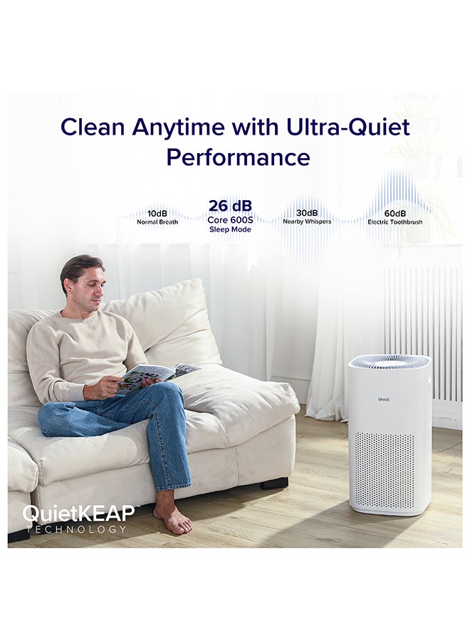 LEVOIT Core 600S Smart True HEPA Air Purifier Effective Range 147 ㎡ PM2.5 Laser Smart Sensor Air Quality 600 S/601 S White - Image 5