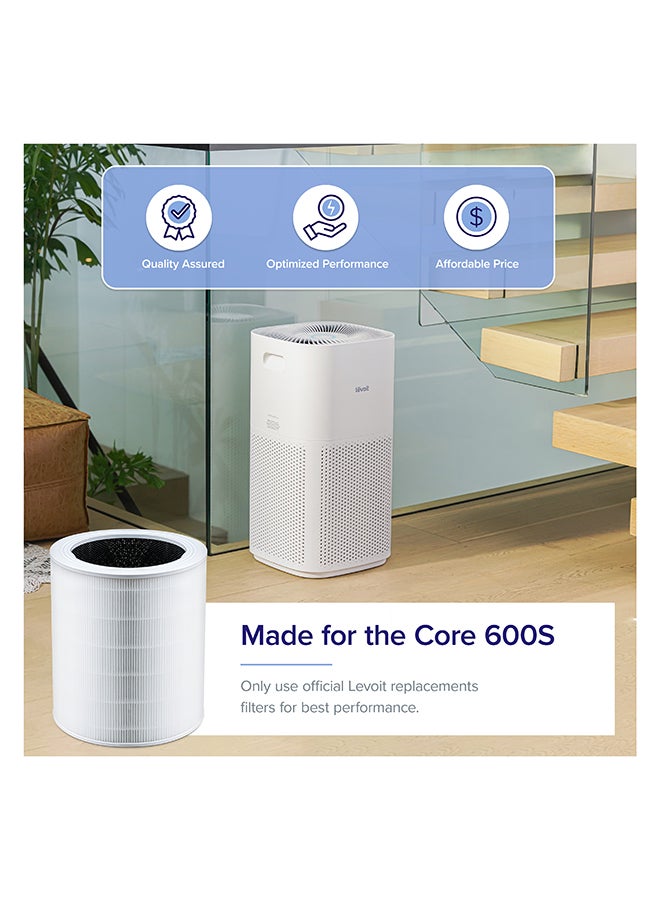 ليفويت فلتر بديل Core 600S H13 True HEPA يلتقط الجزيئات الكبيرة والبكتيريا ويقلل الروائح، عبوة واحدة Core-600S-RF أبيض  - Image 5