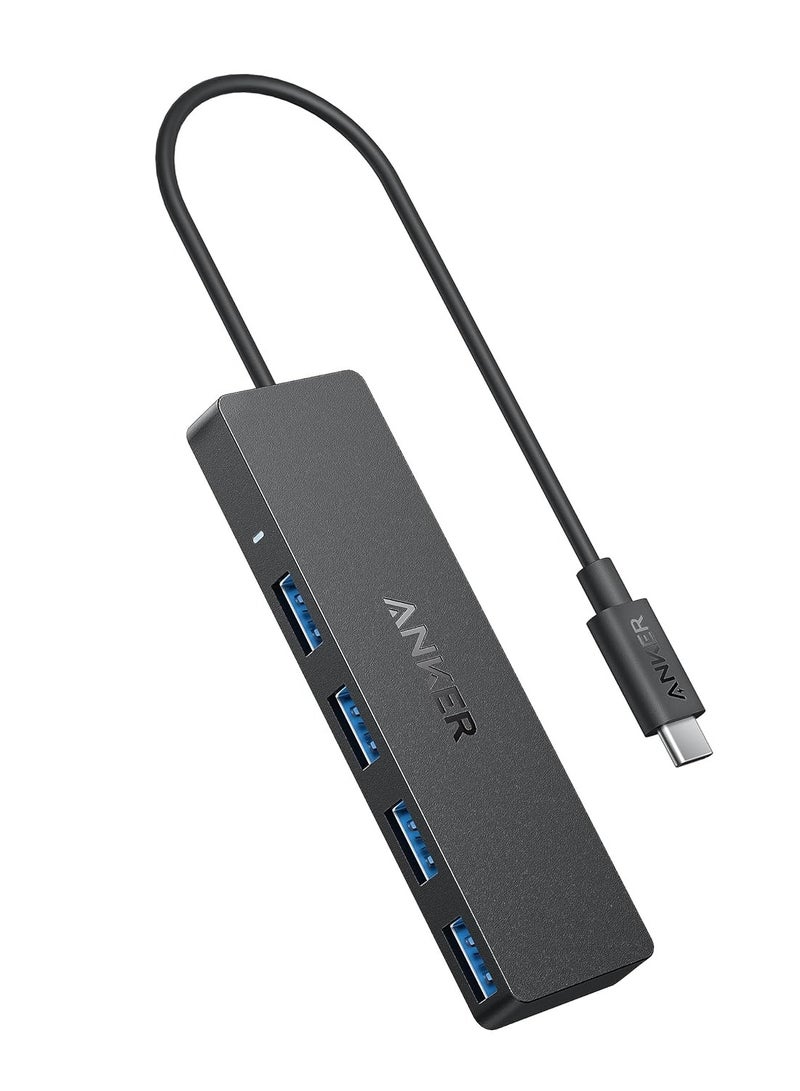 Anker 4-Port USB 3.0 Data Hub, Ultra-Slim 5Gbps USB-C OTG Hub with 20 cm Extended Cable, For MacBook, Mac Pro, Mac mini, iMac, Surface Pro, XPS, PC, Flash Drive, Mobile HDD (Charging Not Supported) Black  - Image 1