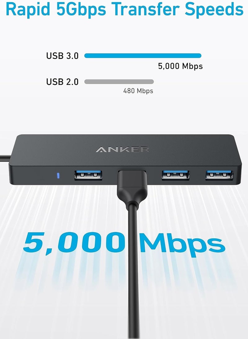 Anker 4-Port USB 3.0 Data Hub, Ultra-Slim 5Gbps USB-C OTG Hub with 20 cm Extended Cable, For MacBook, Mac Pro, Mac mini, iMac, Surface Pro, XPS, PC, Flash Drive, Mobile HDD (Charging Not Supported) Black  - Image 5