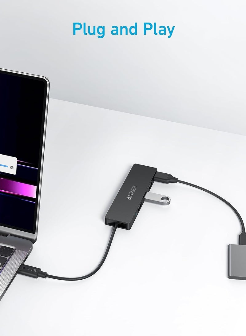 Anker 4-Port USB 3.0 Data Hub, Ultra-Slim 5Gbps USB-C OTG Hub with 20 cm Extended Cable, For MacBook, Mac Pro, Mac mini, iMac, Surface Pro, XPS, PC, Flash Drive, Mobile HDD (Charging Not Supported) Black  - Image 3