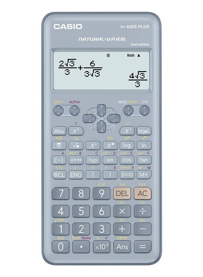 CASIO - FX-82ESPLUS-2BUWDT Standard Scientific Calculator 10 + 2 digits 252 Functions Blue - Image 1
