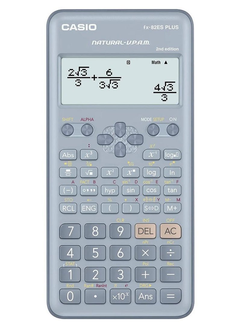 كاسيو آلة حاسبة علمية قياسية تحتوي على 10 + رقمين و252 وظيفة FX-82ESPLUS-2BUWDT أزرق