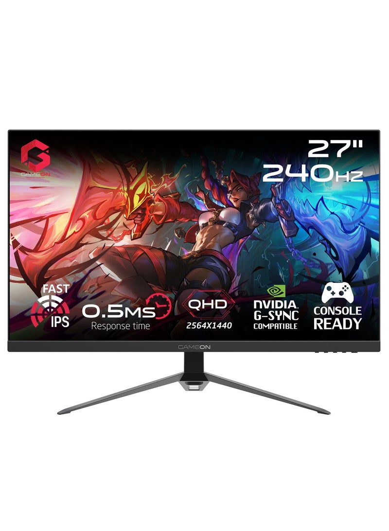 GAMEON 27" inches QHD 240Hz MPRT 0.5ms HDMI 2.1 Fast IPS Gaming Monitor Support PS5 - GOES27QHD240IPS Black - Image 1
