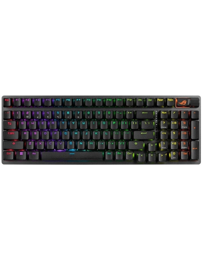 ASUS - ROG X901 Strix Scope II 96% Gaming Keyboard, Hot-Swappable, ROG Omni Receiver, UV-Coated ABS keycaps, Tri-Mode Connection, Arabic Layout, 90MP037A-BKCA00 BLACK - Image 1