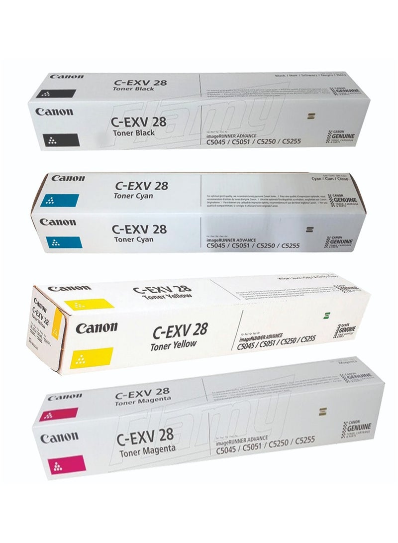 كانون عبوة متعددة من خراطيش الحبر C-EXV 28 CMYK الأصلية لطابعات imageRUNNER C5250 وC5255 وC5045 وC5051 - Image 1