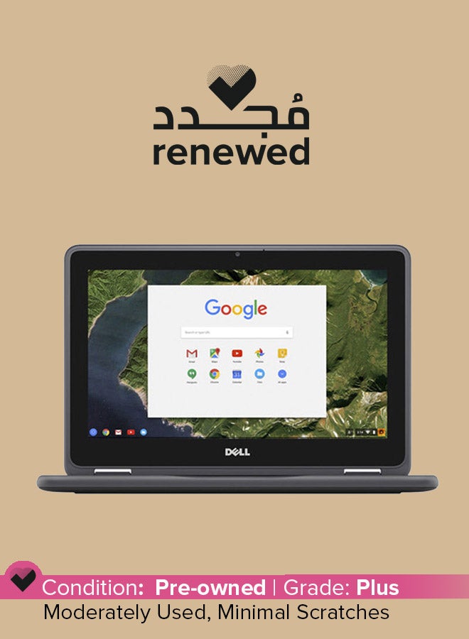 ديل لابتوب كروم بوك 11 3189 2NN30 مجدد قابل للتحويل مزود بشاشة لمس IPS مقاس 11.6 بوصة ومعالج انتل سيليرون وذاكرة وصول عشوائي رام سعة 4 جيجابايت وبطاقة اي ام ام سي سعة 16 جيجابايت وبطاقة رسومات انتل اتش دي 400 اللغة الإنجليزية أسود  - Image 1