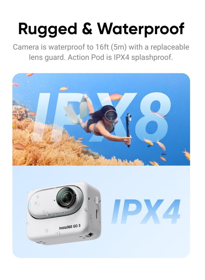 Insta360 Insta360 GO 3 (64GB) – Small & Lightweight Action Camera, Portable and Versatile, Hands-Free POV, Stabilization, Multifunctional Action Pod, Waterproof, Sports, Vlog - Image 3