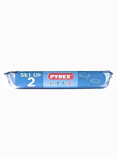 بيريكس طقم صينية بايركس الأساسية من ٢ مستطيل ٣.٧+٢.٦ل شفاف ٤٠x٢٧x٦/٣٥x٢٣x٦سم  - Image 2