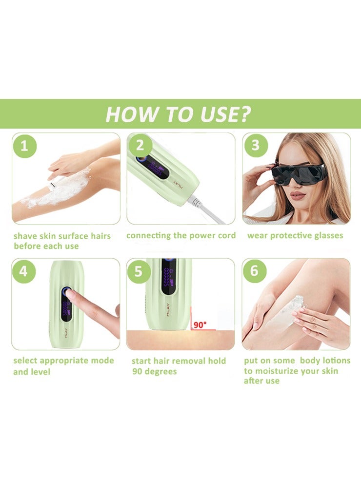 MLAY - T15 Ice Compress IPL Sapphire Laser Hair Removal Device  0.6s/Flash, 500,000 Flashes, 5 Energy Levels, Permanent Painless Laser Hair Removal Device For Face Back Leg Arm Armpit Bikini Line Green - Image 1
