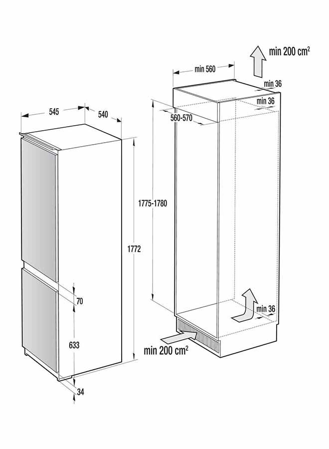 Built-In-Refrigerator Freezer, Auto Defrost, 8.8cu.ft, 249 L, NRKI4182A2-SA1 White