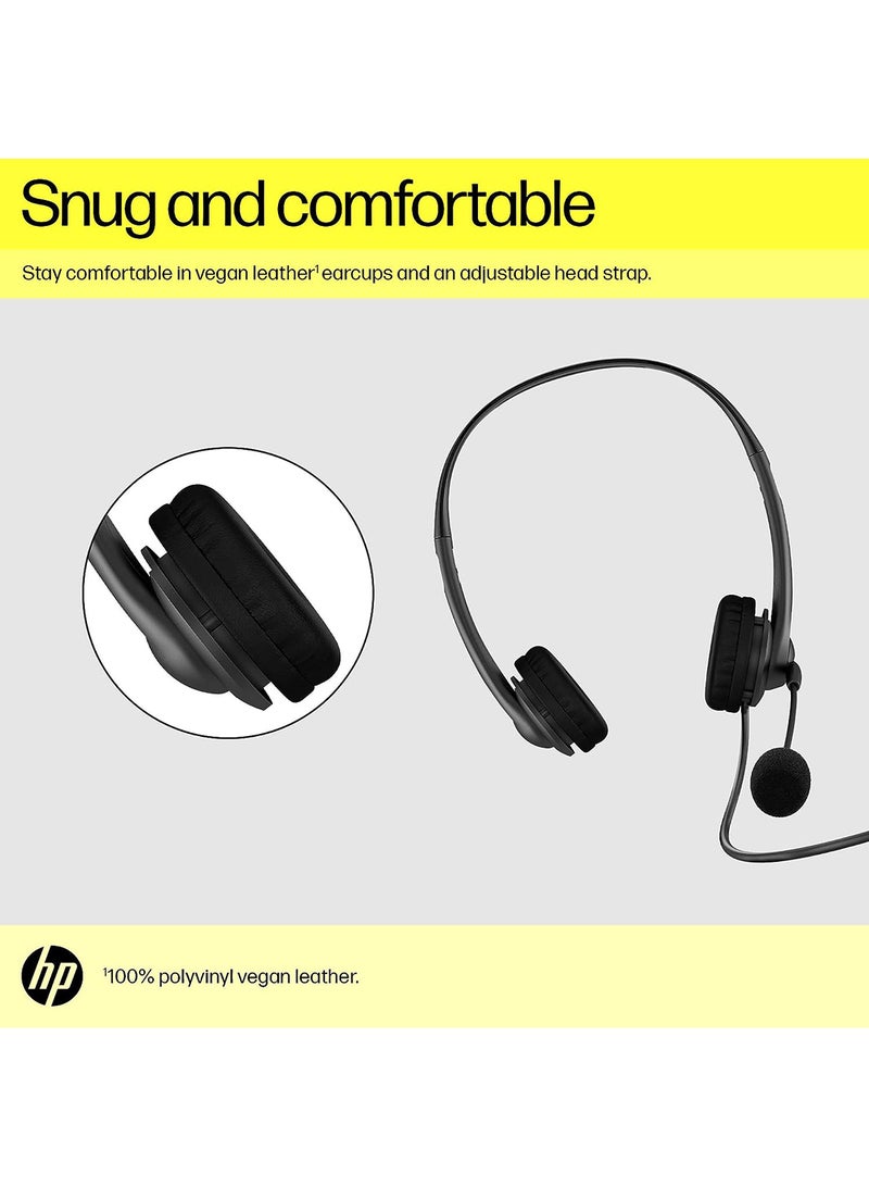 HP سماعة رأس ستيريو سلكية مقاس 3.5 ملم باللون الأسود الأوروبي - Image 5