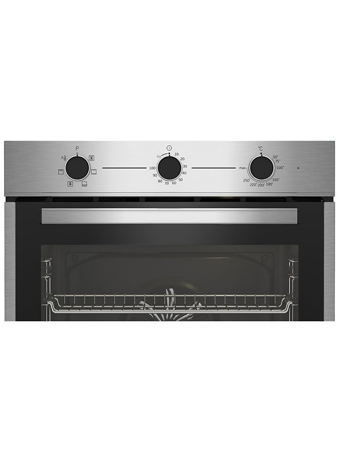 Beko - 60cm Builtin Electric Oven, 6 Cooking Multifunction Oven, 74 liters Oven Capacity, Conventional Fan Oven, SteamShine cleaning, Mechanical Timer, A Energy Rating BBIE14100XC Stainless Steel - Image 1