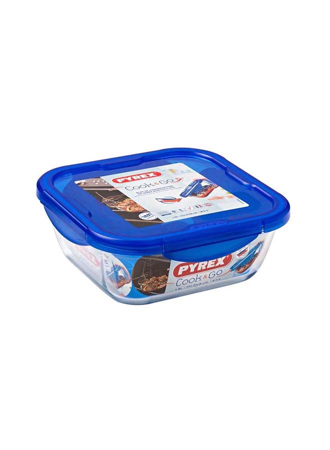 PYREX - Cook&Go Square With Lid 800ml Dark Blue Transparent 16 x 16 x 6 cmcm - Image 1