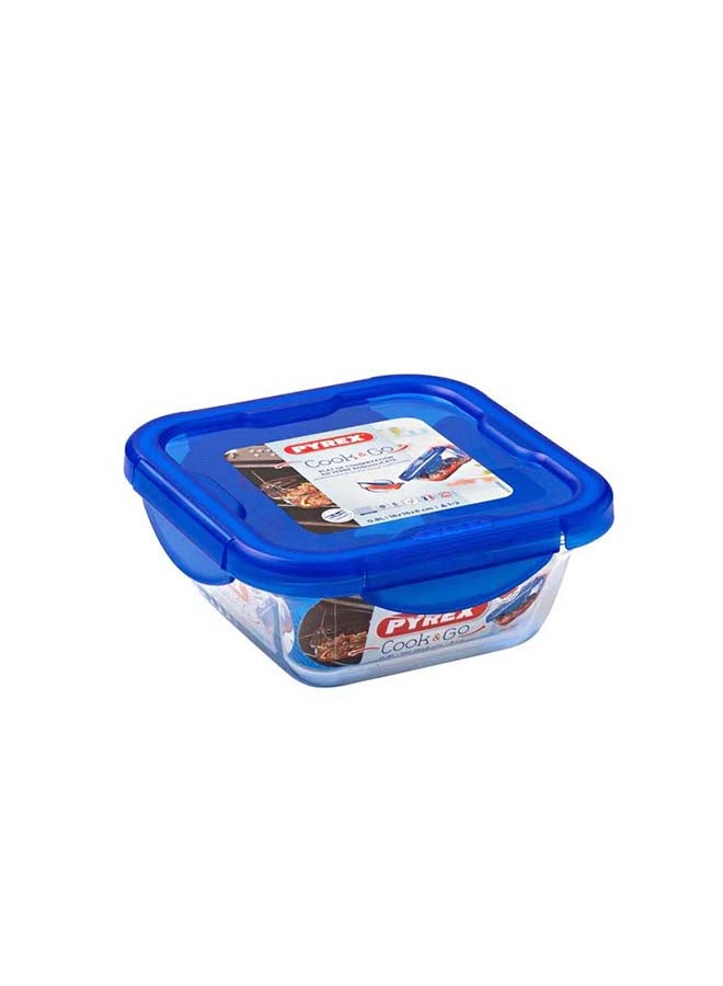 PYREX - Cook&Go Square With Lid 800ml Dark Blue Transparent 16 x 16 x 6 cmcm - Image 1