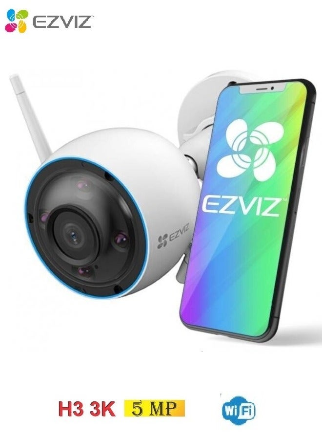 EZVIZ - H3 Wi-Fi Smart Surveillance Camera, Color Night Vision, IP67 Weatherproof Design, Waving Hand Recognition And Control, H.265 Video Technology, Two Way Talk (3K 5MP Resolution) - Image 1
