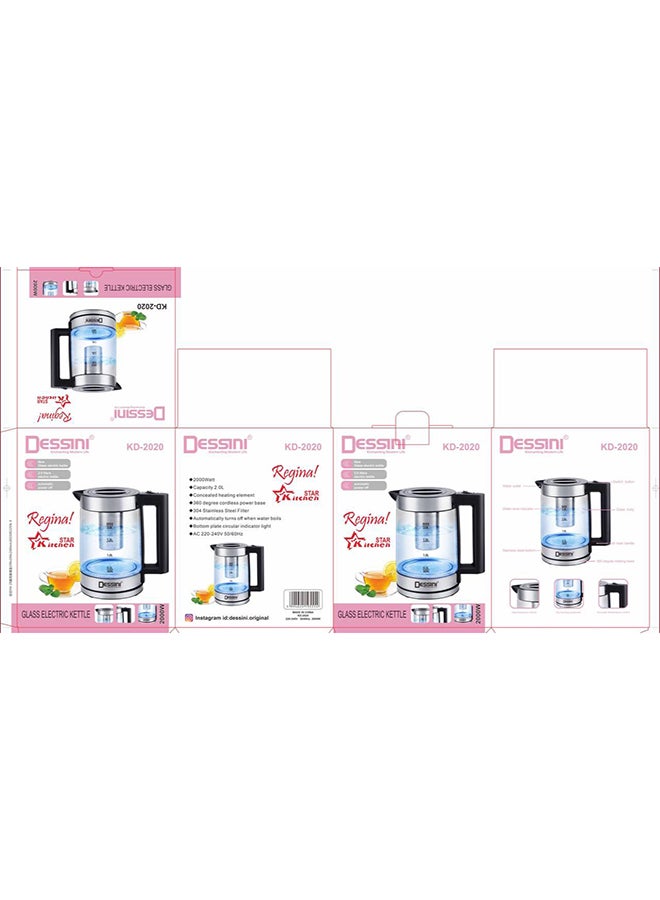 ديسيني غلاية كهربائية بجسم زجاجي مع مؤشر ضوئي LED شفاف - Image 2