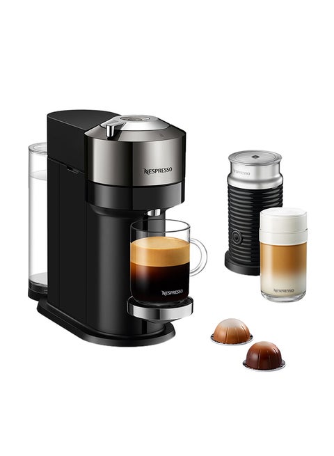 Vertuo Next Coffee Machine With Aerocino 3 Milk Frother 1.1 L 220 W GCV1-GB-ME-NE+3694BK Titanium