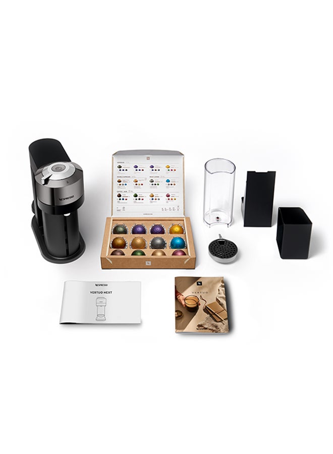 Vertuo Next Coffee Machine With Aerocino 3 Milk Frother 1.1 L 220 W GCV1-GB-ME-NE+3694BK Titanium