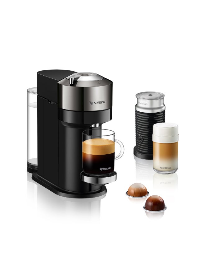 Nespresso Vertuo Next GCV1 Capsule Coffee Machine, With Aeroccino 3 Milk Frother for Cappuccino And Latte, Brews 7 Cup Sizes for Black Coffee, Dark Chrome 1.1 L 220 W GCV1-GB-ME-NE+3694BK Titanium - Image 1