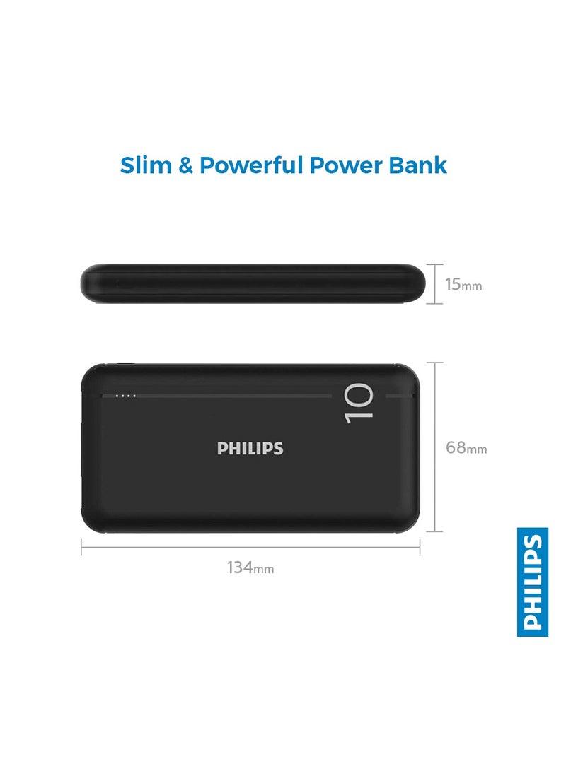 Philips 10000 mAh Power Bank With Dual USB A And USB-C Ports Black  - Image 5