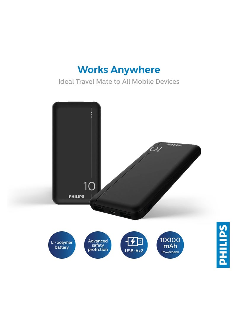 Philips 10000 mAh Power Bank With Dual USB A And USB-C Ports Black  - Image 3