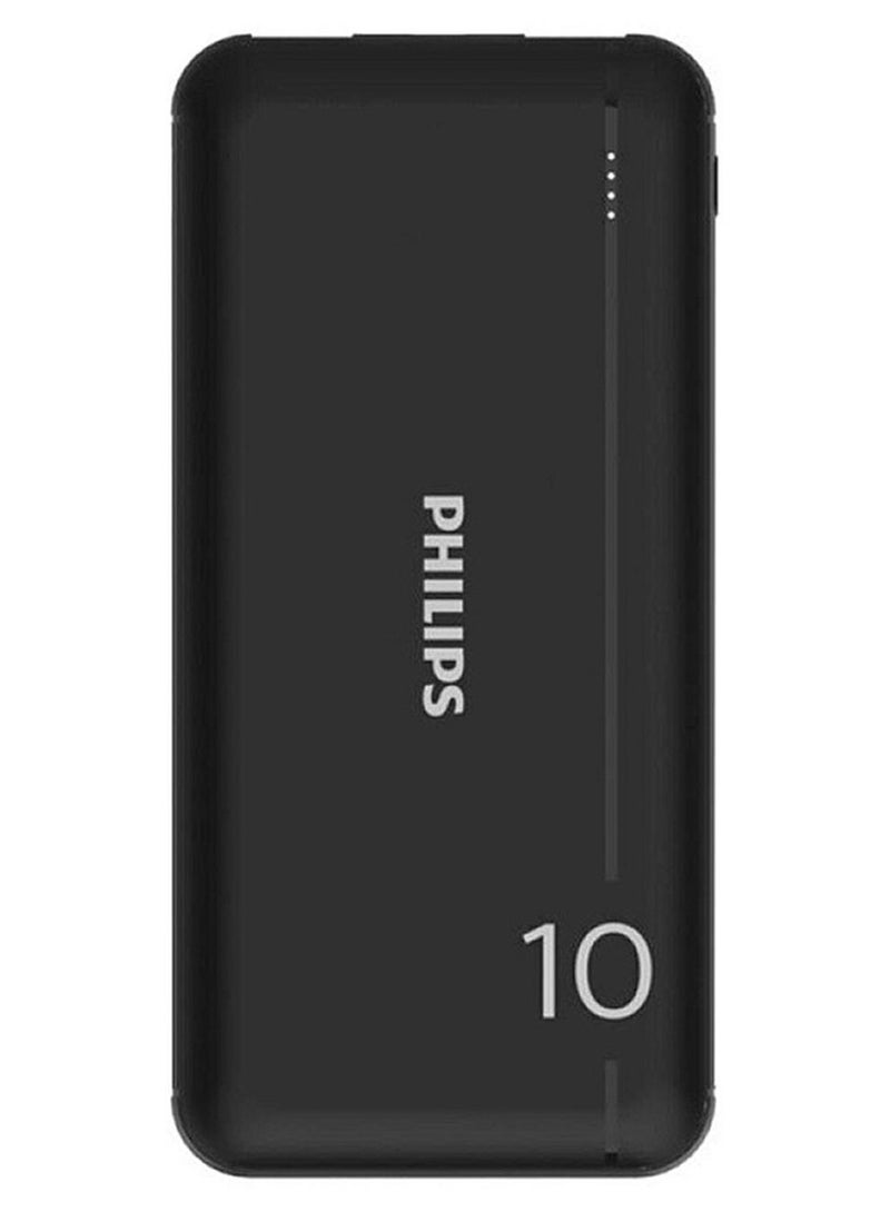 Philips DLP1810 Power Bank with 2 USB Charging Ports, USB-A and USB-C Support , 10.5W Quick Charge, USB 2.0 Output, Compact Design, Compatible with Smartphones, Tablets And More - Black - Image 1