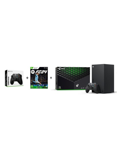 وحدة تحكم Xbox Series X بسعة 1 تيرابايت (إصدار القرص) مع وحدتي تحكم وإصدار EA FC 24 للمملكة العربية السعودية