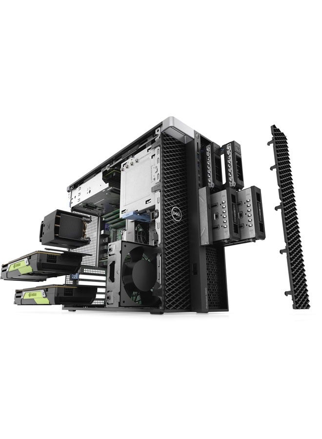 DELL - Precision 5820 Tower Workstation, Intel Xeon W-2255 Processor/ 32GB RAM DDR4/1TB M.2 PCIe NVMe SSD/ Quadro P620 2GB/Windows 10 Pro With Optical Mouse MS116 and Multimedia Black - Image 1