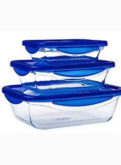 PYREX Cook and Go Rectangle With Lid 800ml Transparent/Blue 20 x 15 x 5 cmcm  - Image 1