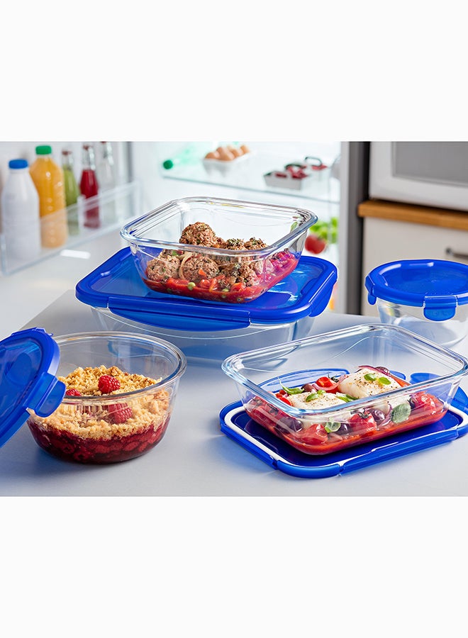 PYREX - Cook and Go Rectangle With Lid 800ml Transparent/Blue 20 x 15 x 5 cmcm - Image 1