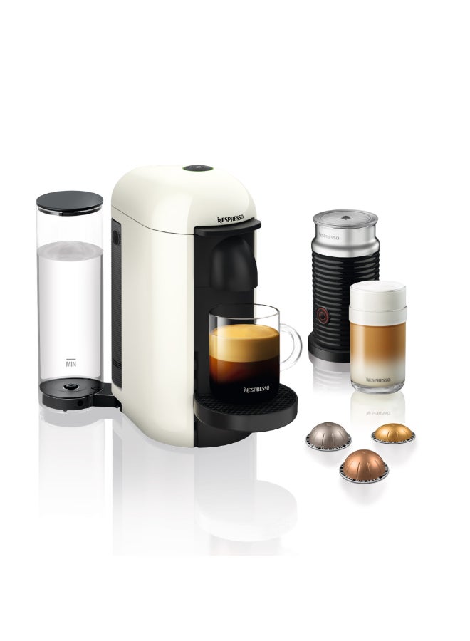 نسبرسو نسبريسو فيرتو بلس GCB2 ماكينة تحضير القهوة بالكبسولات، مع خافقة الحليب آيروتشينو 3 لرغوة الحليب للكابتشينو واللاتيه، تحضر 5 أحجام أكواب للقهوة السوداء، 1.2 لتر، أبيض 1.7 L 220 W GCB2-GB-WH-NE1+3694B أبيض - Image 1