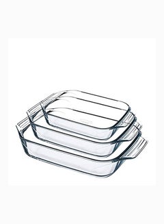 Pyrex Daily Set Of 3 Rectangular Roasters 1.8L(31x20x6cm)+2.7L(35x23x6cm)+3.7L(39x25x7cm) Clear - pnsku/N70016693V/45/_/1697797894/b30e1147-9cd2-4f4b-b85d-88613583a191