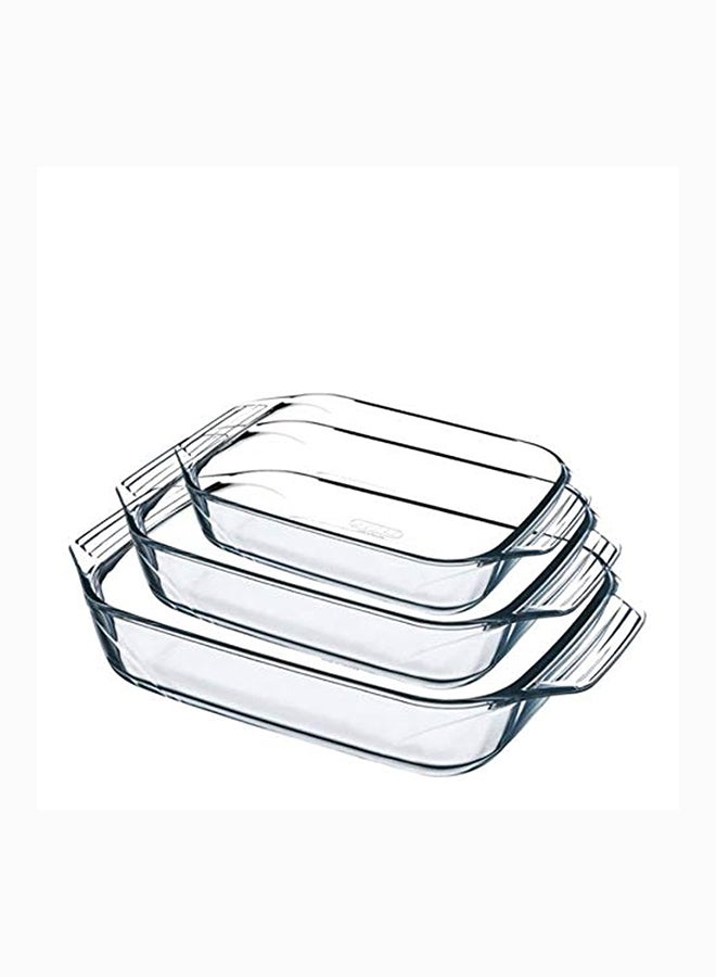 PYREX - Pyrex Daily Set Of 3 Rectangular Roasters 1.8L(31x20x6cm)+2.7L(35x23x6cm)+3.7L(39x25x7cm) Clear - Image 1