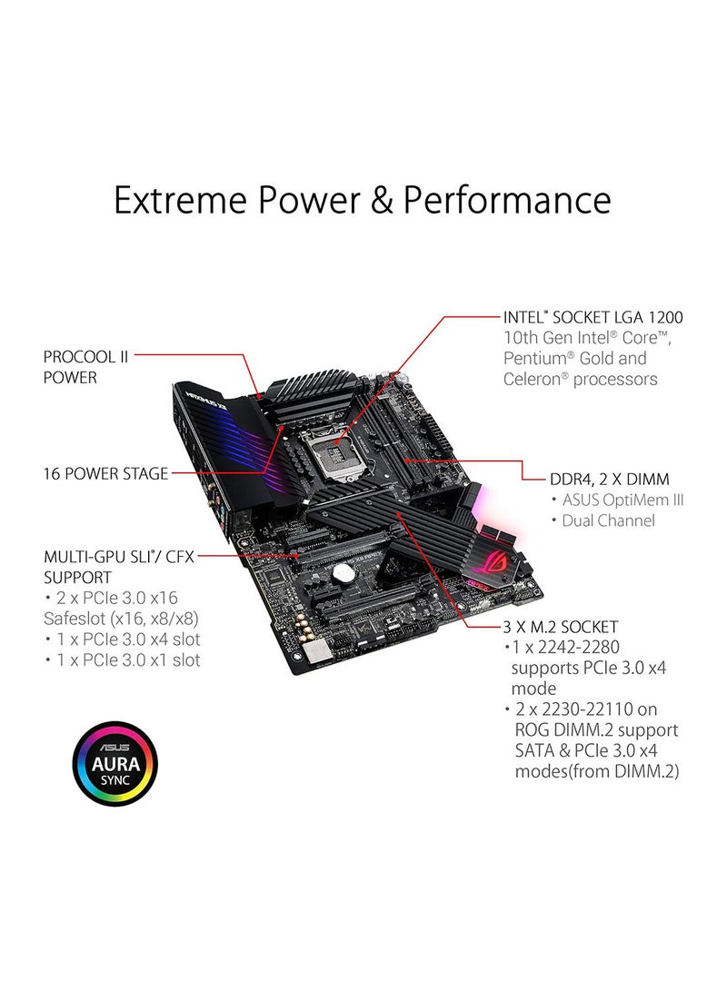 ASUS - ROG MAXIMUS XII APEX (INTEL Z490) (WiFi 6) LGA 1200 Intel Z490 SATA 6Gb/s ATX Intel Motherboard (16 Power Stages, DDR4 4800, Intel 2.5Gb LAN, DIMM.2, USB 3.2 Gen 2 and Aura Sync RGB) - Image 1
