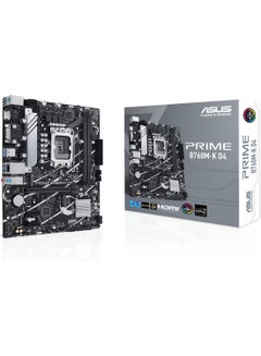 أسوس لوحة أم Prime B760M-K D4 Intel® B760 (LGA 1700) (الجيل الثالث عشر والثاني عشر) mATX، PCIe 4.0، فتحتان PCIe 4.0 M.2، DDR4، Realtek 2.5Gb Ethernet، HDMI®، SATA 6 Gbps، USB 3.2 أمامي من الجيل الأول، Aura Sync  - Image 1