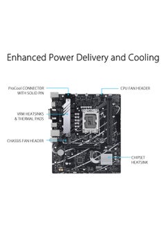 أسوس لوحة أم Prime B760M-K D4 Intel® B760 (LGA 1700) (الجيل الثالث عشر والثاني عشر) mATX، PCIe 4.0، فتحتان PCIe 4.0 M.2، DDR4، Realtek 2.5Gb Ethernet، HDMI®، SATA 6 Gbps، USB 3.2 أمامي من الجيل الأول، Aura Sync  - Image 2