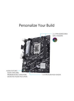 أسوس لوحة أم Prime B760M-K D4 Intel® B760 (LGA 1700) (الجيل الثالث عشر والثاني عشر) mATX، PCIe 4.0، فتحتان PCIe 4.0 M.2، DDR4، Realtek 2.5Gb Ethernet، HDMI®، SATA 6 Gbps، USB 3.2 أمامي من الجيل الأول، Aura Sync  - Image 3