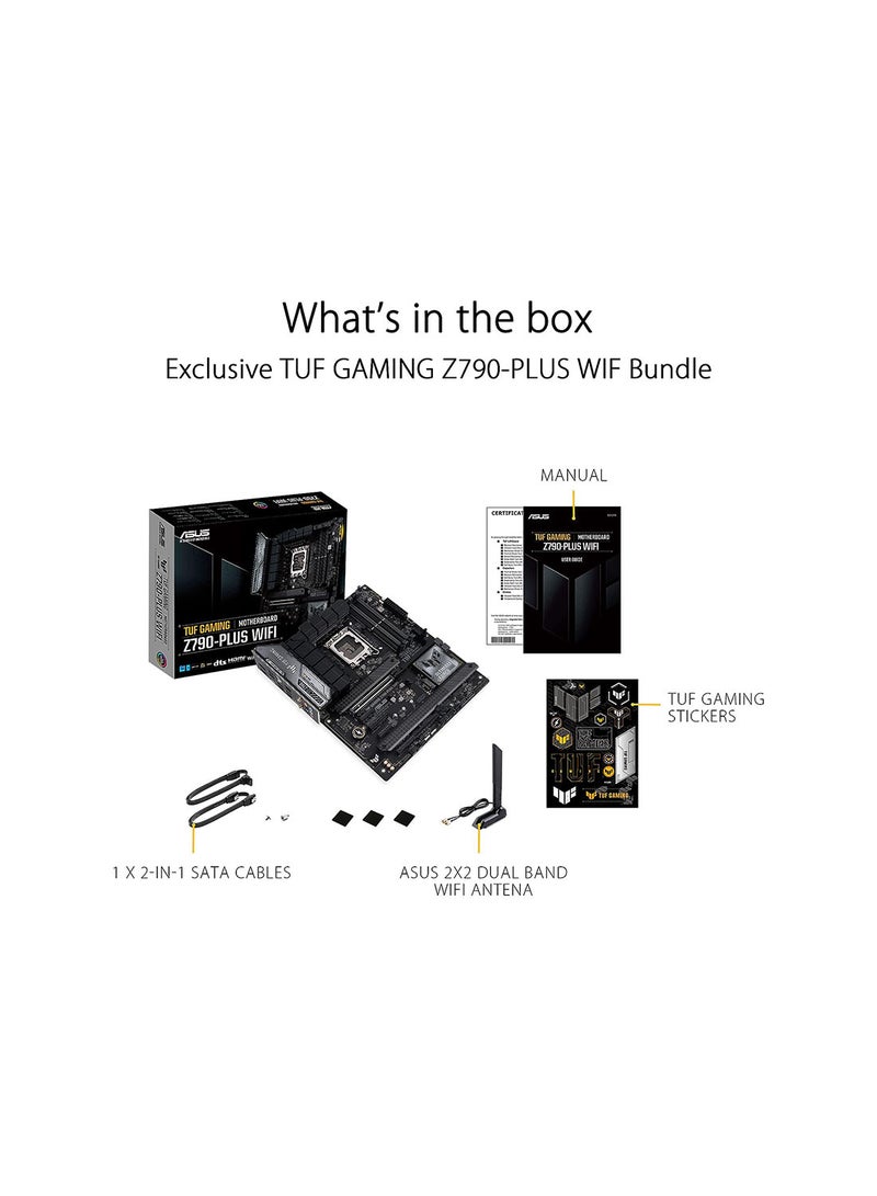 ASUS - TUF GAMING Z790-PLUS WIFI LGA1700 ATX Motherboard, Intel Z790 Chipset, 4x DIMM DDR5 | 192GB Max Capacity, PCIe 5.0 x16, 4 x M.2, Intel 2.5Gb ETH, HDMI / DP, USB 3.2-C | 90MB1D80-M1EAY0 Black - Image 1