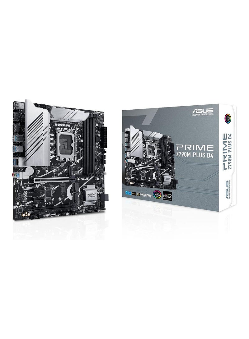ASUS Prime Z790M-Plus D4 LGA 1700(Intel® 12th&13th Gen) microATX Motherboard (PCIe® 5.0, 3xM.2 Slots,10+1 DrMOS,DDR4,1Gb LAN,USB 3.2 Gen 2x2 Type-C®,Front USB 3.2 Gen 1 Type-C,Thunderbolt 4 USB4®) - Image 1