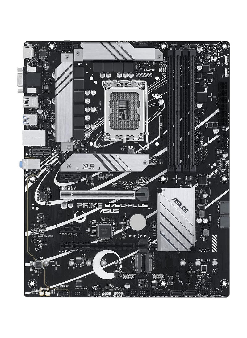 أسوس - Prime B760-PLUS Intel B760 (الجيل الثالث عشر والثاني عشر) LGA1700 ATX اللوحة الأم PCIe 5.0، DDR5، 3X PCIe 4.0 M.2 Slots، 2.5 جيجا بايت LAN، DP، HDMI، USB 3.2 Gen 2x2 Type-C، Front USB 3.2 Gen 1 Type -ج، الصاعقة - Image 1