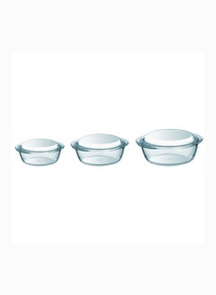 Pyrex Essentials Casserole Set Of 3 Round 3L(27x23cm)+2.1L(24x20cm)+1.3L(21x18cm) Clear - pnsku/N70016797V/45/_/1697859056/04d585fd-0f29-4619-bade-1c54dcdf64b8