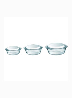 PYREX Pyrex Essentials Casserole Set Of 3 Round 3L(27x23cm)+2.1L(24x20cm)+1.3L(21x18cm) Clear  - Image 1