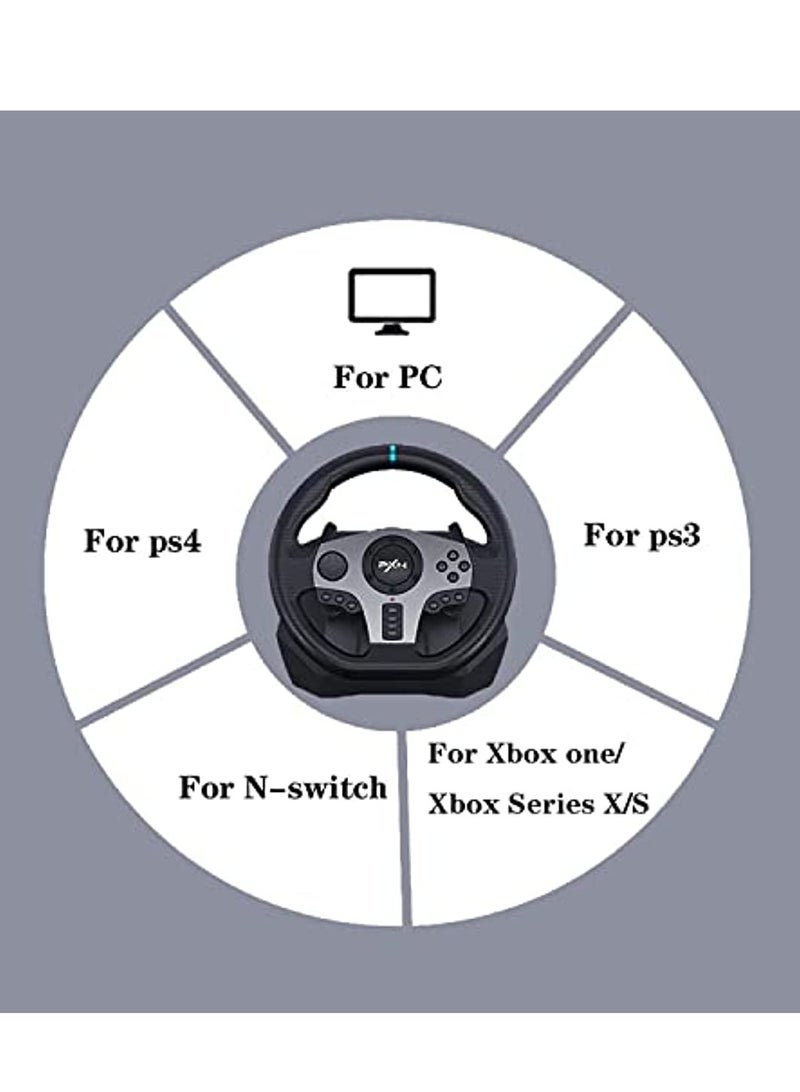 PXN - Racing Wheel Dual-Motor Feedback Driving with Pedals and Shifter for PS4, PC, Xbox One, Xbox Series S/X, and Nintendo Switch - Image 1