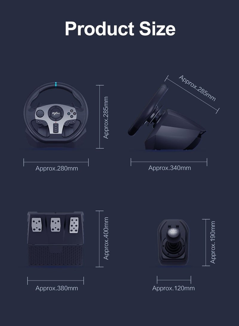 PXN - Racing Wheel Dual-Motor Feedback Driving with Pedals and Shifter for PS4, PC, Xbox One, Xbox Series S/X, and Nintendo Switch - Image 1
